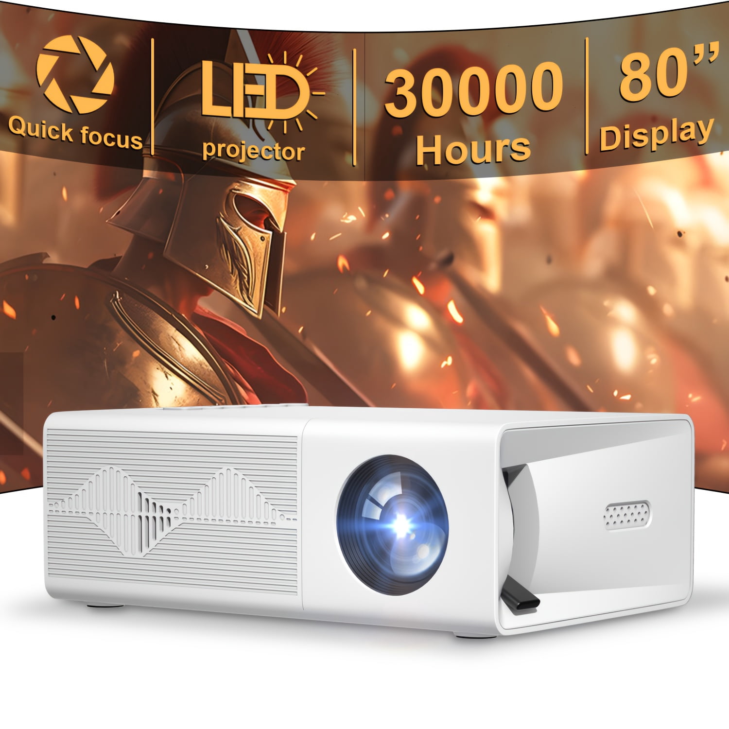 Compact Mini Projector, Offers Full HD 1080P - Works with IOS, , Windows, And More - Includes Remote CONTROL, Ideal for Smartphones, PS4, And USB Devices