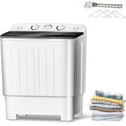 Compact Mini Twin Tub Washing Machine with Drying Rack, 13lbs Portable Laundry Washer and 9lbs Spinner, Convenient and Efficient for Dorms, Apartment (22lbs)