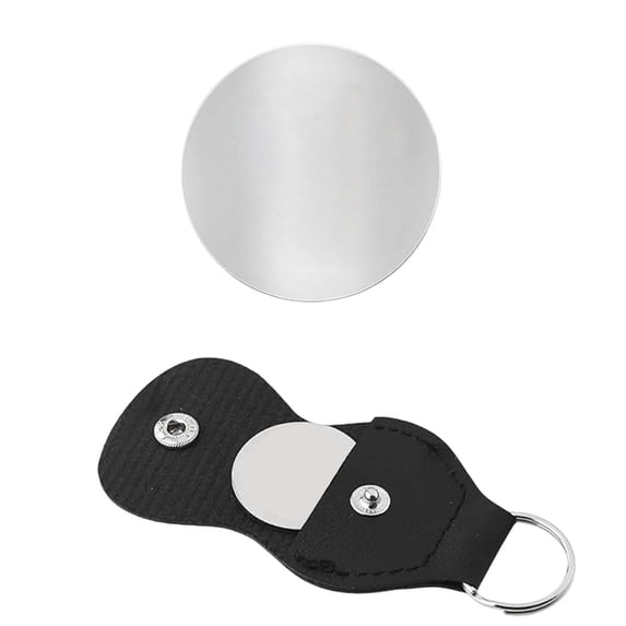 Compact Mirror 1 Piece Small Round Mirror with Pu Leather Keychain Case Valentines Gift for Women
