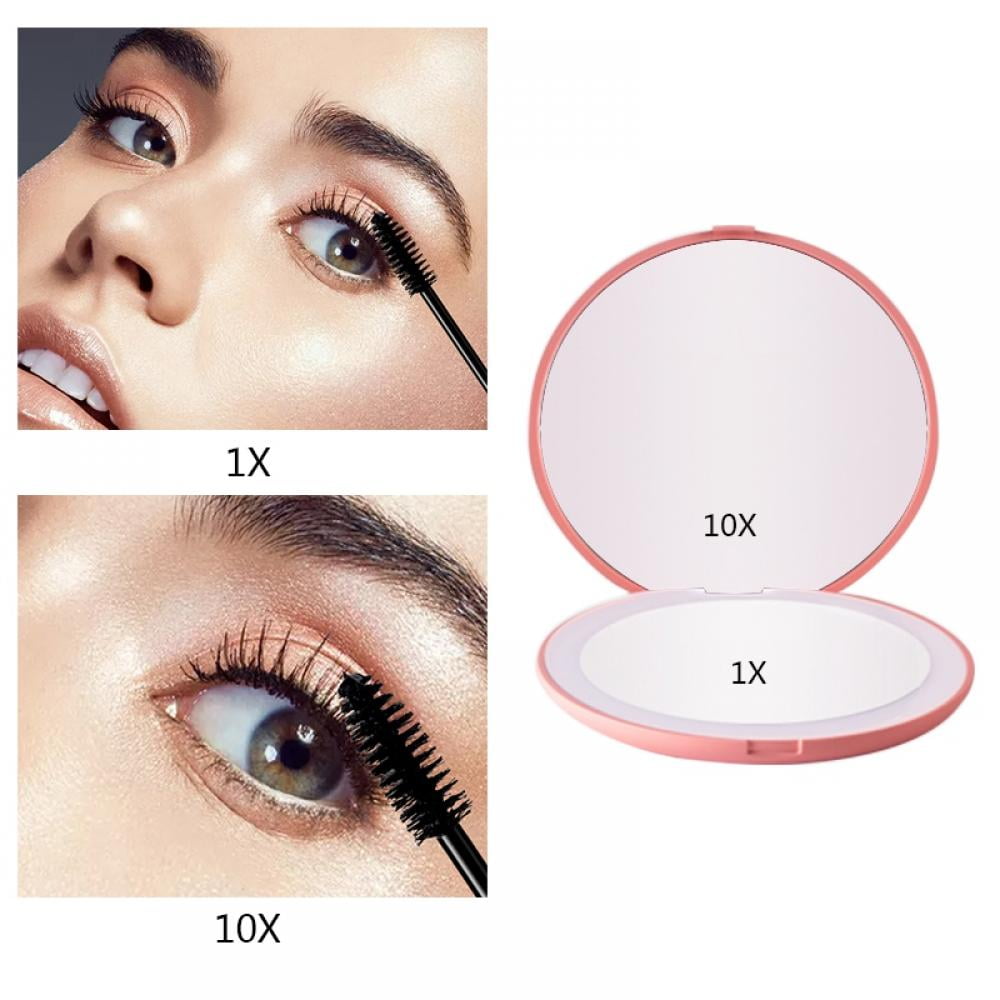 Magnifying Compact Mirror for Purses with LED Ring Light Up – Pink Double  Side | eBay