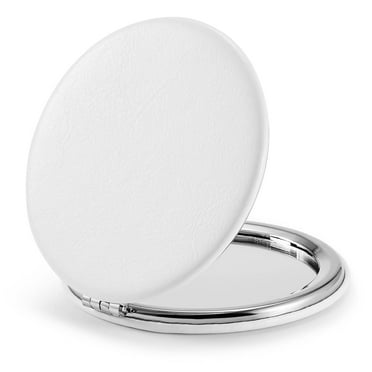 Compact Mirror,Set of 2 Round Double-Sided Makeup Small Mirror for Purse with 1x/3x Magnification PU Leather (Black, 2.8")