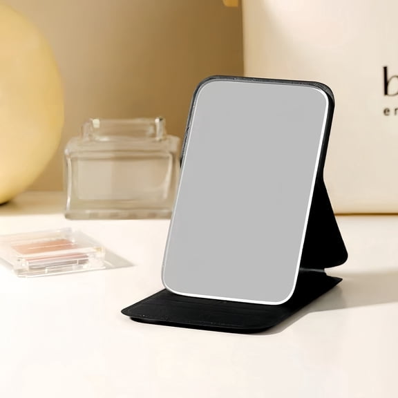 Compact Mirror, Small Travel Makeup Mirror,3.9in Folding Mini Mirror,Standed&Handheld,Portable for Pocket,Purse,Gift,(Black)