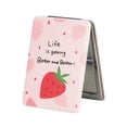 thumbnail image 1 of Compact Mirror Square Pu Leather Makeup Mirror for Purses Small Pocket Mirror Portable Hand Mirror Double-Sided with 2 x 1x Magnification for Woman Mother - Strawberry, 1 of 4