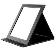 Compact Mirror, Unbreakable Shatterproof Stainless Steel Folding Small Travel Mirror with PU Leather Case Cover for Makeup,Camping, TravellingGrey