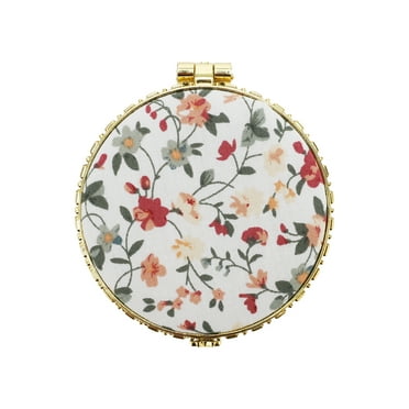 Compact Mirror for Purses Flower Pocket Mirror Round Mini Mirror Floral Small Mirror for Purse White