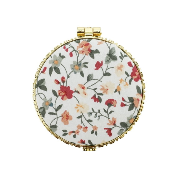 Unique Bargains Compact Mirror for Purses Flower Pocket Mirror Round Mini Mirror Floral Small Mirror for Purse White