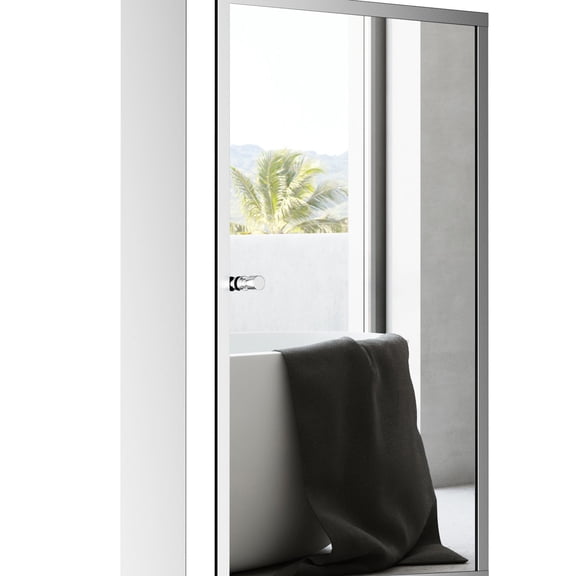 Compact Mirrored Stainless Steel Cabinet - Ample Bathroom Storage with Two Shelves