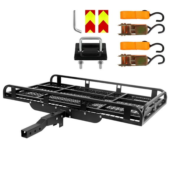 Compact Mobility Load Rack, 50in x28.3in x5.1in Hitch Cargo Carrier with Fold-Down Space-Saving Ramp, 500lbs Quick Assembly Alloy Steel Carrier, 2in Receiver for Van, SUV