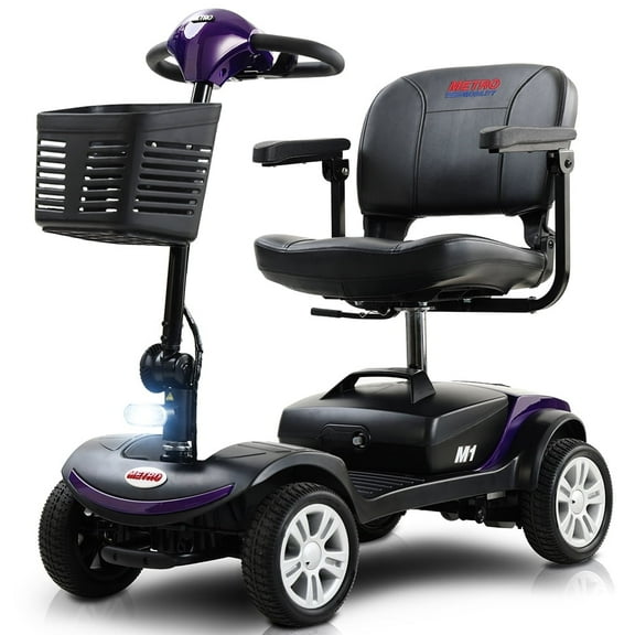 Compact Mobility Scooters for Senior, SEGMART Heavy Duty Electric Scooters with 300W Motor, Motorized Scooter with Detachable Basket, Outdoor Scooter With Anti-Tip Tires, Purple, SS1430
