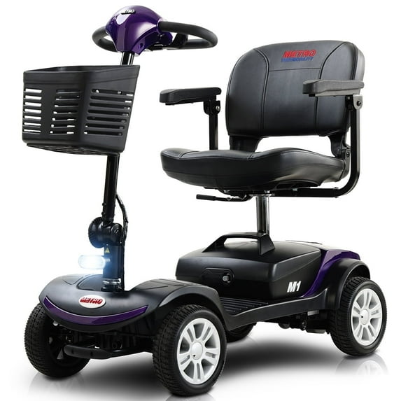 Compact Mobility Scooters for Senior, SEGMART Heavy Duty Electric Scooters with 300W Motor, Motorized Scooter with Detachable Basket, Outdoor Scooter With Anti-Tip wheel, Purple, SS190