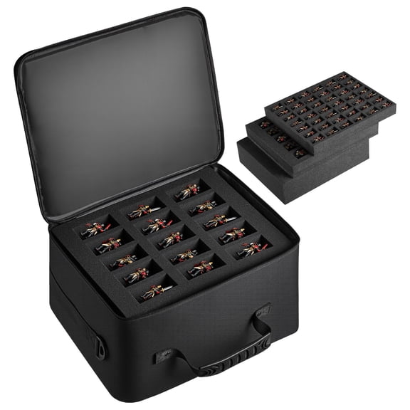 Compact Model Transport Bag with Adjustable Strap 3-Layer Foam Protection for 1:500 to 1:750 Scale Figures Minis Not Included