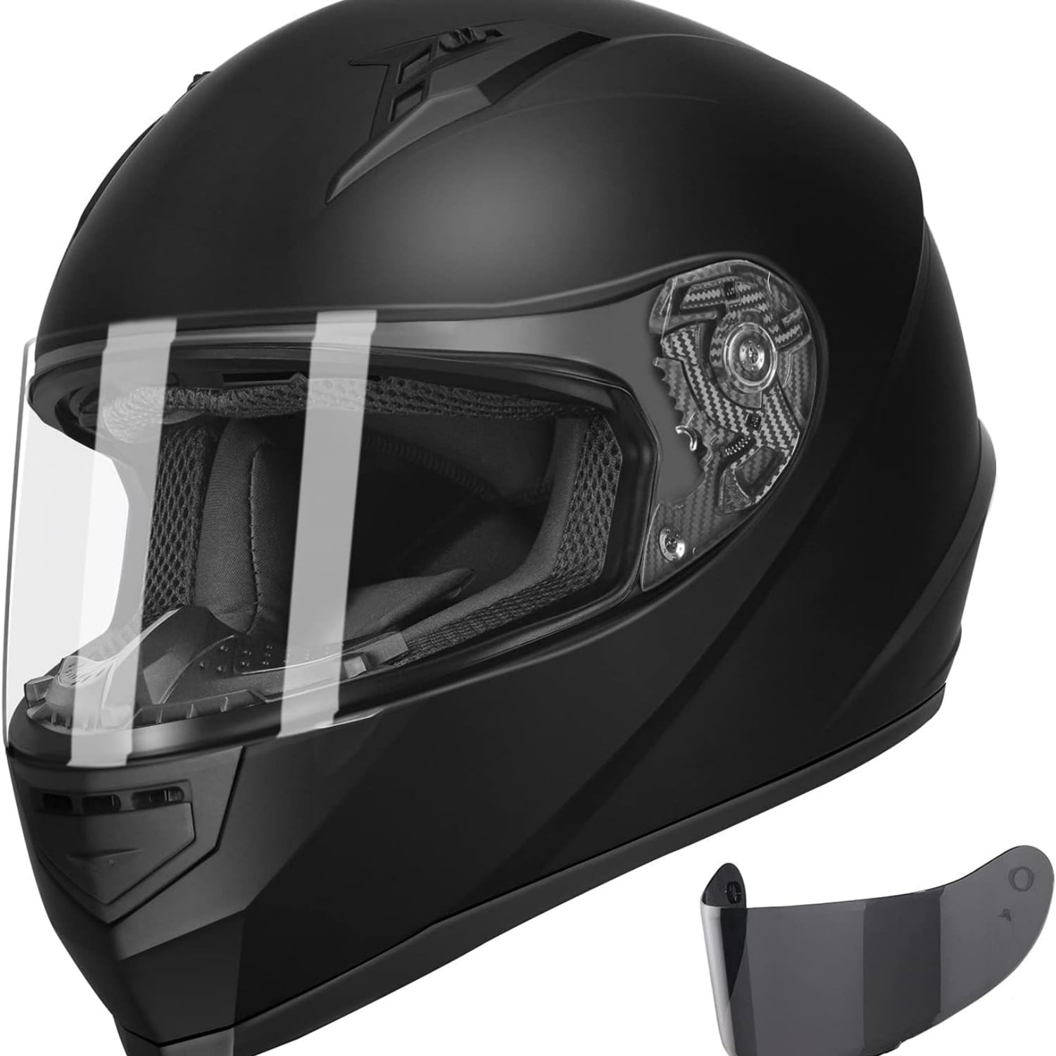 Compact Motorcycle Helmet - Matte Black, Large - Full Face
