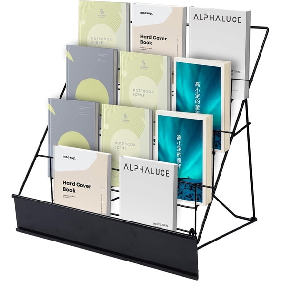 Compact Multi-Purpose Display Rack for Books, Magazines, CDs, Comics and Literature Brochures, 16.14 x 17.95 x 17.24 Inches