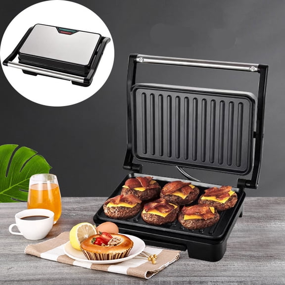 Compact Multi-Purpose Grilling and Frying Machines, Mini Kitchen Appliances for Steak, Barbecue and Sandwich Production, Durable Cookware for Daily Family Indoor Cooking, Black3