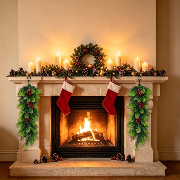 Compact Norfolk Pine Needle Wall Hanging Backdrop, Durable Anti Damage Simulated Foliage Border, Simple Installation Wall Decoration for Mall Banquet Hall Christmas Photography Scene Builders