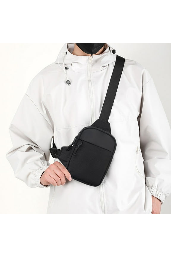 Compact Nylon Sling Bag with Earphone Port and Tablet Pocket, Ultra Lightweight Crossbody Chest Pack for Men Women  Minimalist Travel Walking Commute Bag for Phone Wallet Power Bank
