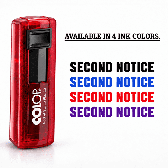 Compact Office Stamp Mini Self Inking SECOND NOTICE Rubber Stamp