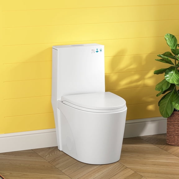 Sunrinx Compact One Piece Elongated Toilet with ADA-Compliant Comfort Height 17.1", Dual Flush 1.1/1.6 GPF , Map 1000g (UF Seat Included)