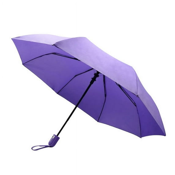 Compact Open Windproof Folding Portable Travel Solid Color-Purple Umbrella