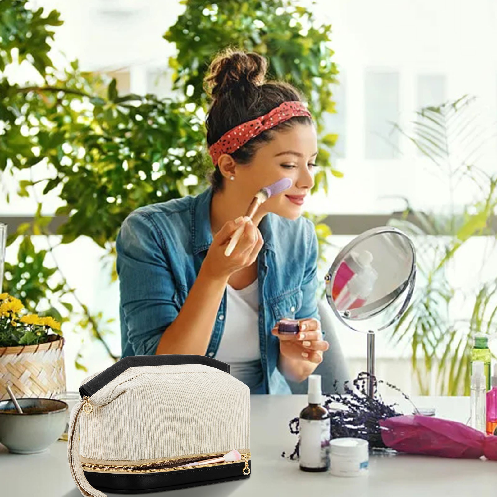 Compact Organizers Hair Items Organizer Scrunch Makeup Bag Mini Makeup