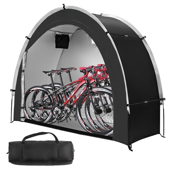 Compact Outdoor Bicycle Storage Shed Tent (Fits 2-3 Bikes), 210D Oxford PU4000 Waterproof Bike Shelter for Garden Tools, Lawn Mower, Toys & Motorcycle, Portable All-Weather Storage Cover for Small Ba