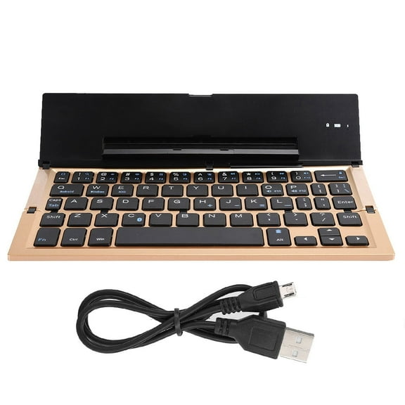 Compact PC Accessory with Stand for Enhanced Typing Experience Golden Foldable Bluetooth Mini Keyboard