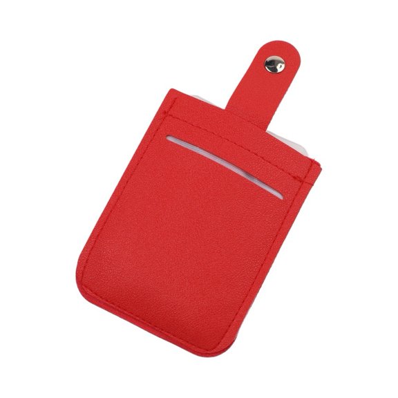 Compact PU leather business card holder with snap closure and stackable slots