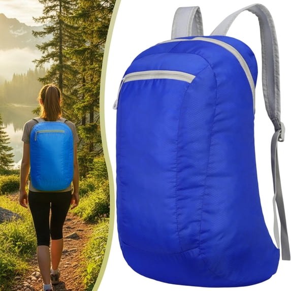 Compact Packable Outdoor Travel Day Bag, Lightweight Water Resistant Foldable Backpack 20L for Hiking Camping Commuting Storage Rucksack Men Women Blue