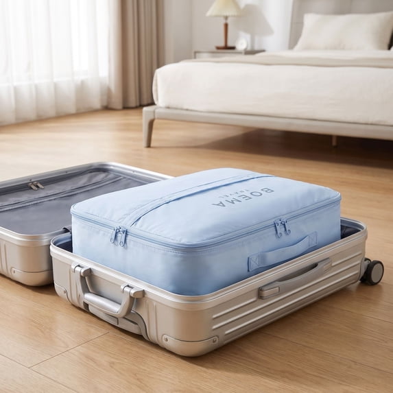 Compact Packing Cubes for Travel, 5-In-1 Space Saving Luggage Organizer Storage Bags, Light Textiles Packing Set for Suitcase Backpack