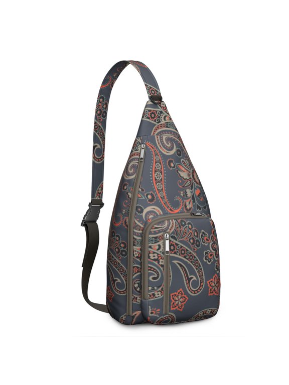 Compact Paisley Sling Backpack Small Crossbody Bag for Concerts Events