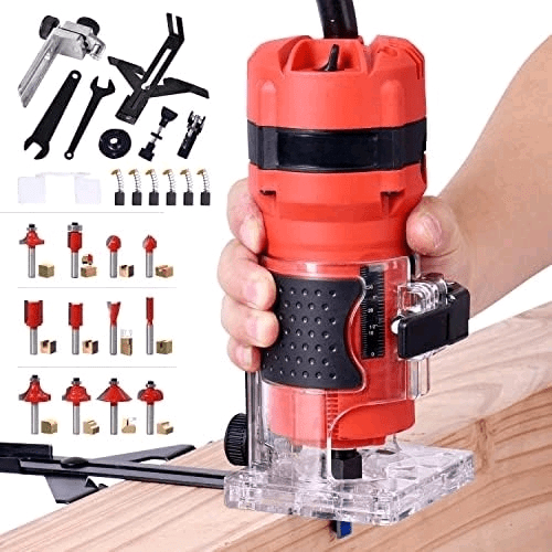 Compact Palm Router Tool, 800W Hand Wood Trimmer Router with 12PCS 1/4" Bits Set for Woodworking$$Tools & Hardware Other