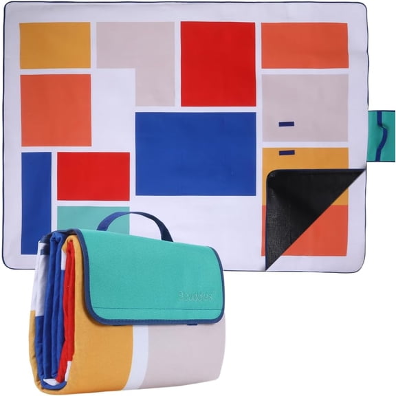 Compact Picnic Blanket Extra Large - 3 Layers, Waterproof Outdoor Picnic Mat with Carry Strap for Beach, Camping and Hiking