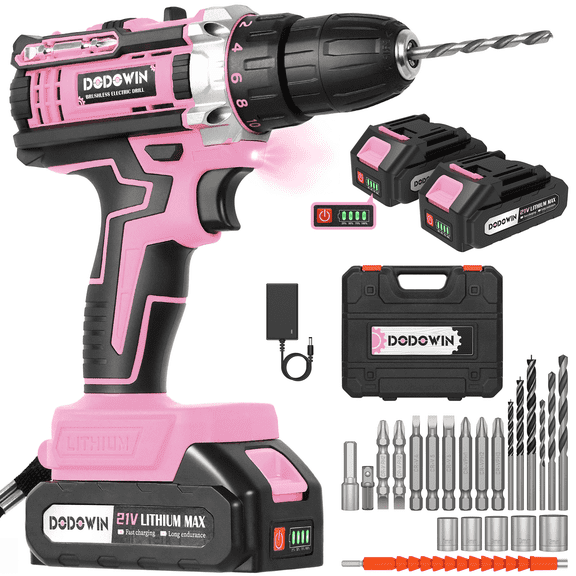 Compact Pink Cordless Drill with Battery and Charger, SpaceSaving Electric Screwdriver for Apartment Living, Small Tool for Small Spaces