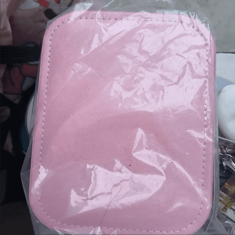 Compact Pink LED Vanity Mirror with 10X Magnification Touch Control USB