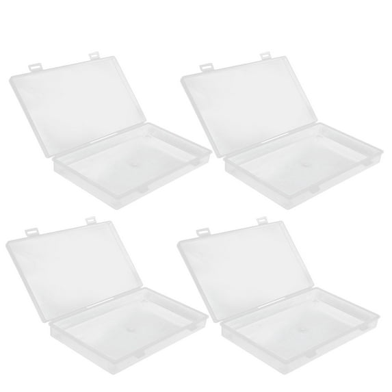 Compact Plastic Boxes for Small Item Organization Transparent Hinged Lid Storage Containers, 4-Pack