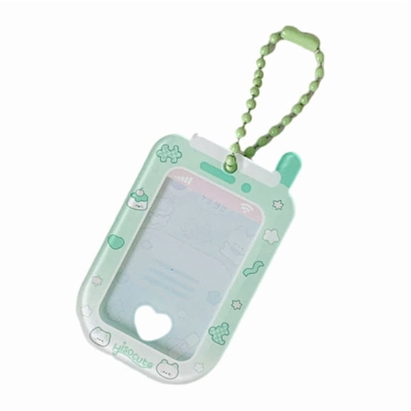 Compact Plastic ID Card Holder Keychain Cute Cartoon Design Portable Credit Card Case For Students Travel Accessories