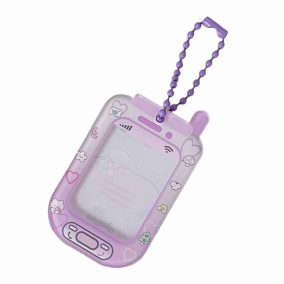 Compact Plastic ID Card Holder Keychain Cute Cartoon Design Portable Credit Card Case For Students Travel Accessories
