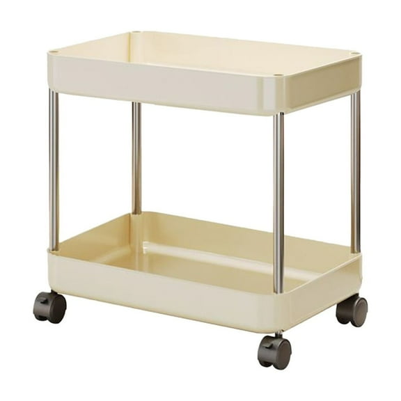 Compact Plastic Stainless Steel Rolling Organizer Cart 13X8.3X13 Inch Multi Layer Storage For Bathroom Kitchen Supplies With Brake System A
