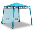 thumbnail image 1 of Compact Pop Up Canopy Tent, Collapsible Instant Shelter, Portable Sports Cabana, With Built-in Weight Bags, 8 x 8 ft Base / 6 x 6 ft Top for Camping,Hiking,Fishing,Family Outings (Mosaic Blue), 1 of 11
