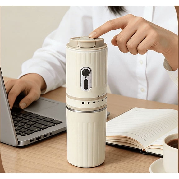 Compact Portable Coffee Maker USB-C Rechargeable, Mini Travel Coffee Machine 3-in-1 Grind Brew Drip for Camping Office