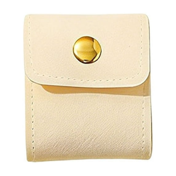 Compact Portable Divided Jewelry Storage Bag - Mini Travel Organizer for Rings Earrings Necklaces, Lightweight Zippered Jewelry Pouch with Separate Compartments, 1.77*9.45in, Beige