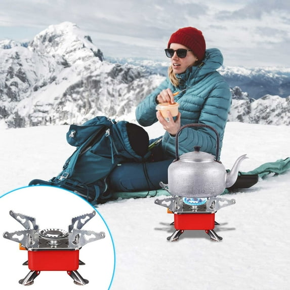 Compact Portable Folding Butane Stove: Ultralight Camping Gear, 3-Fold Space-Saving Design, Stable Flame, Flower-Shaped Burner, Advanced Safety Features, Even Heat Distribution, Easy Setup, Outdoor