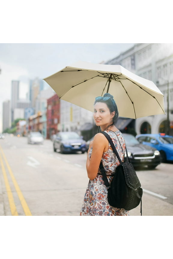 Compact Portable Sun Umbrella for Travel and Outdoor Use with Windproof Frame and UV Protection