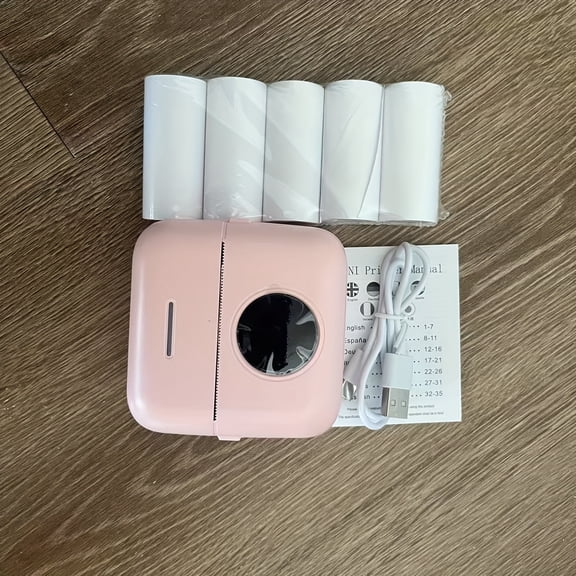 Compact Portable Thermal Printer - Photo & Label Printing, Inkless Doodle, USB Rechargeable, White Body, Ideal for Office Use, Label Maker | Sleek White Design | USB Rechargeable Printer