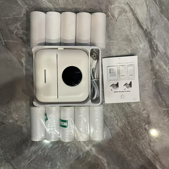 Compact Portable Thermal Printer - Photo & Label Printing, Inkless Doodle, USB Rechargeable, White Body, Ideal for Office Use, Label Maker | Sleek White Design | USB Rechargeable Printer