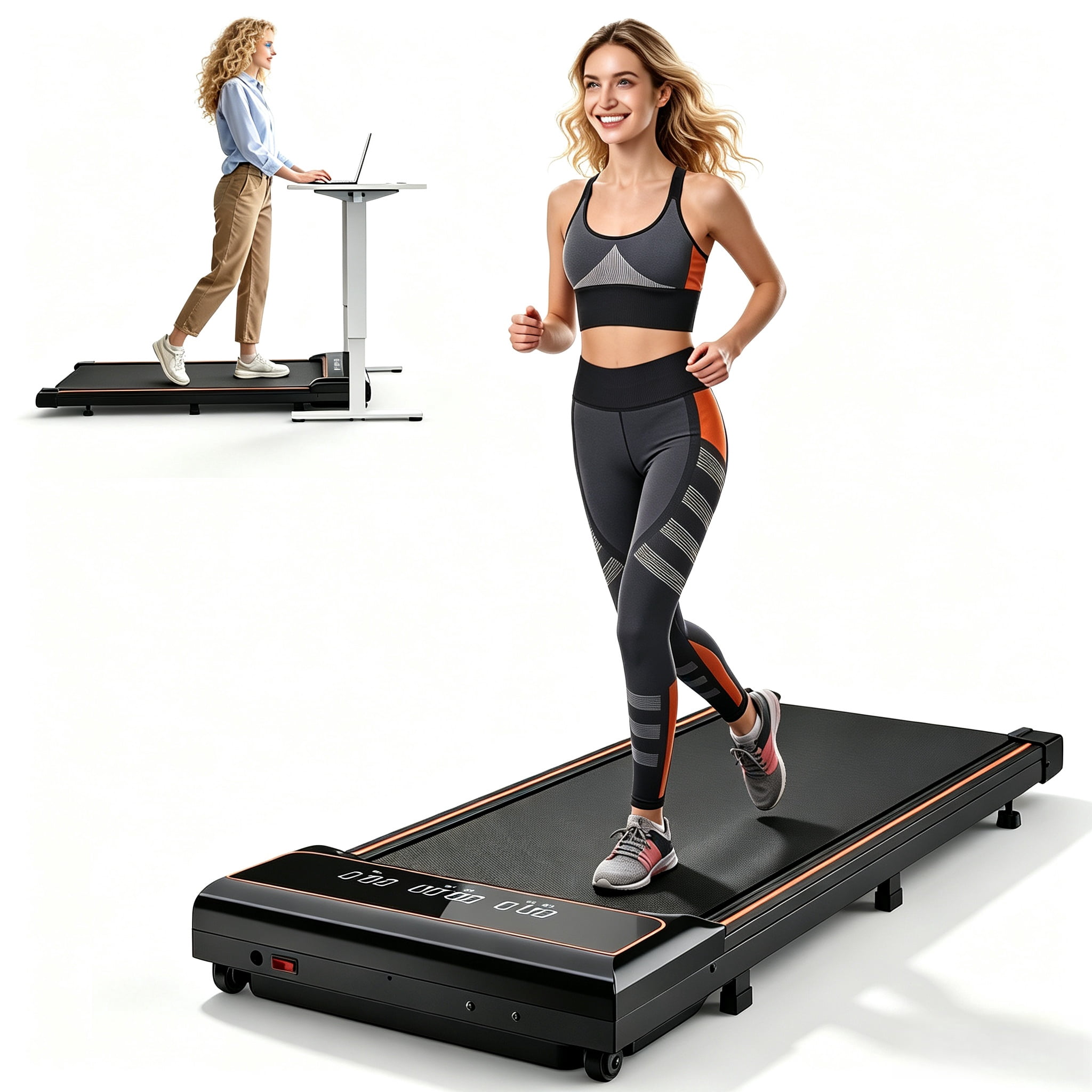 Compact Portable Under-Desk Walking Treadmill with Quiet Operation and Adjustable Speeds