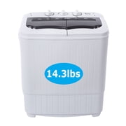 Compact Portable Washing Machine,Mini Compact Twin Tub with Built-in Drain Pump Washer 14.3Lbs Semi-automatic Spinner