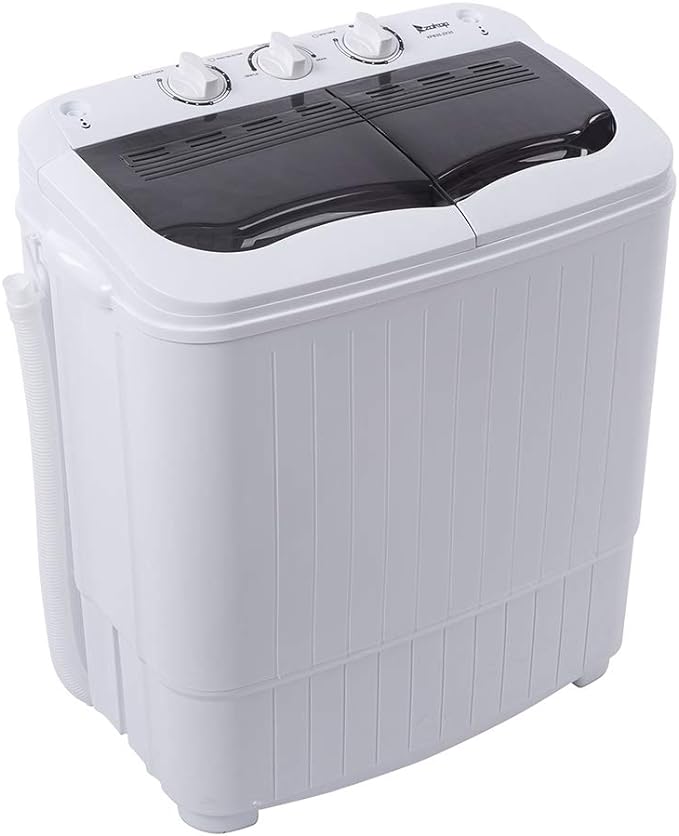 Portable Twin Tub Washing Machine - 14.3 Lb Capacity Compact Washer & Spinner Combo With Drain Pump For Apartments, Dorms, RVs