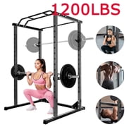 Compact Power Rack for Small Spaces, 1200 lbs Heavy Duty Steel Cage with Safety Pins, Essential for Squats, Bench Presses, Pull ups, Black, 45.6"L x 44.3"W x 81.5"H