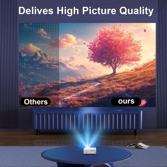 Compact Projector, Intelligent Projector, Small HD Projector, USB Connectivity, Works with Mobile Phones, Computers, Streaming Devices, USB Storage, Big Screen Viewing | Contemporary Projector